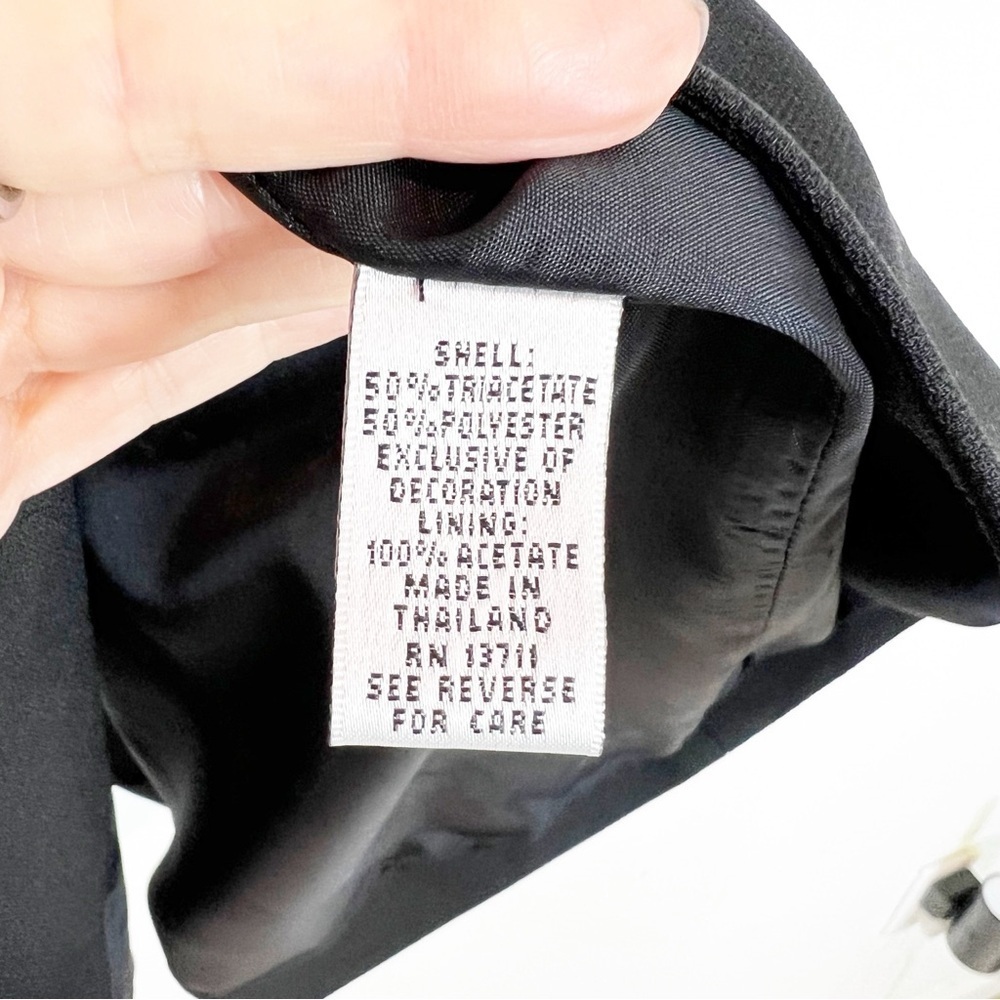 AMANDA SMITH EVENING PETITES BLACK 3 BUTTON BLAZER SATIN TRIM WOMENS SZ 14P - Picture 5 of 6